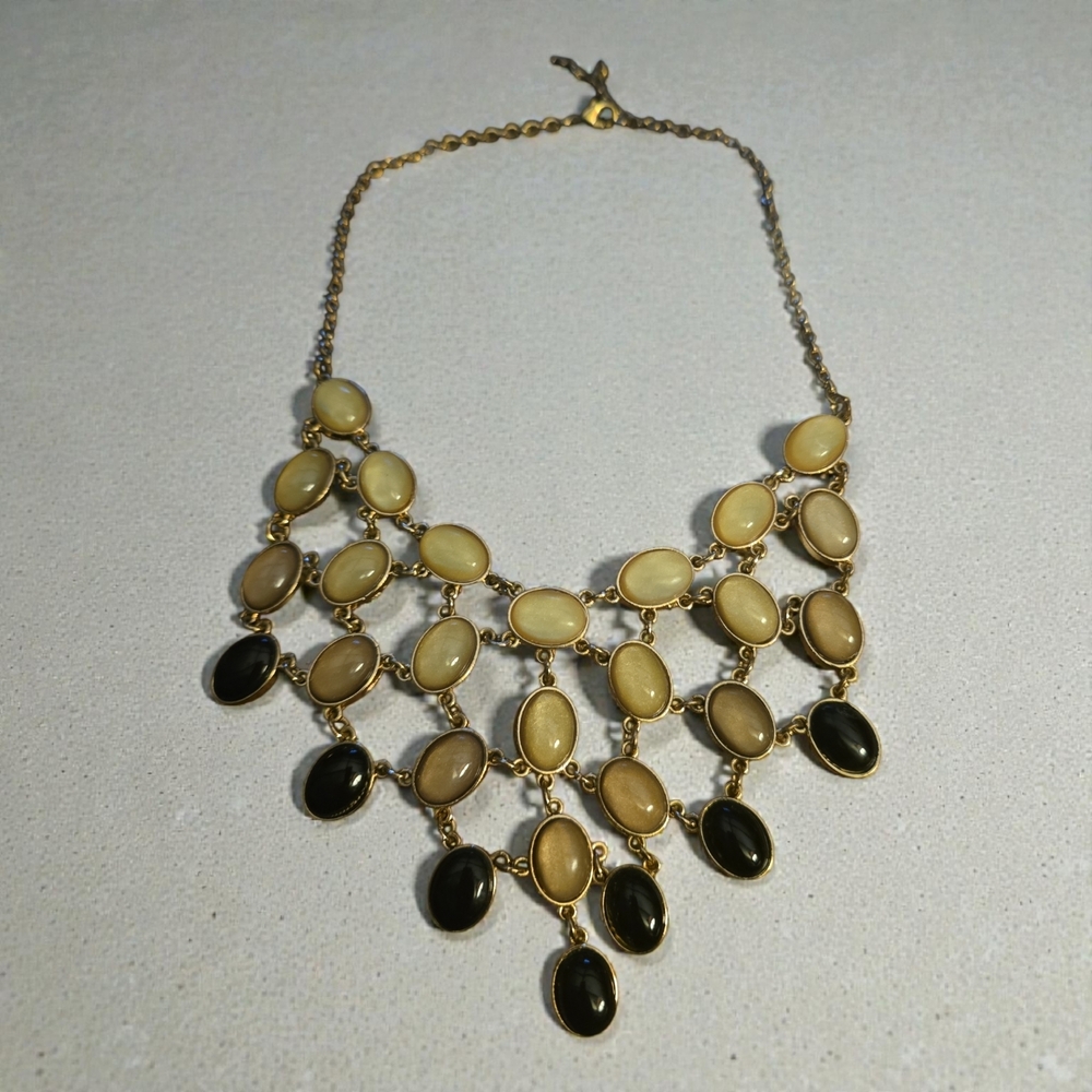 Chic Gold and Black Statement Necklace